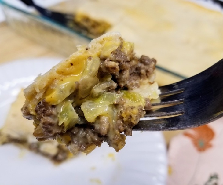 bite of runza casserole on a fork