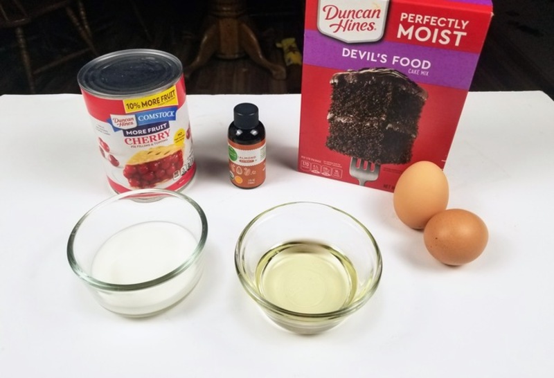 ingredients for easy cherry chocolate cake