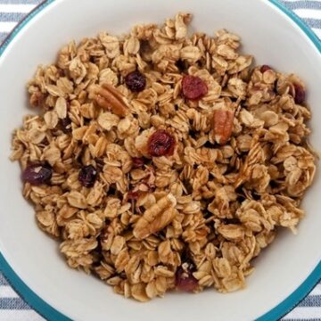 granola in white bowl
